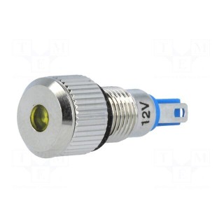 Indicator: LED | flat | 12VDC | Cutout: Ø8mm | IP67 | for soldering