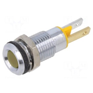 Indicator: LED | flat | yellow | 2.1VDC | Ø8mm | connectors 2,0x0,8mm