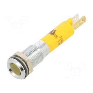 Indicator: LED | flat | yellow | 24VDC | Ø8mm | connectors 2,0x0,8mm