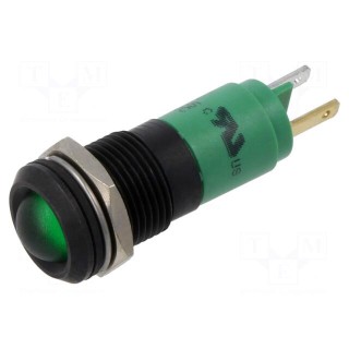 Indicator: LED | green | 12VDC | 12VAC | Ø14mm