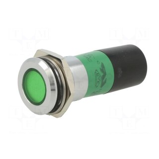 Indicator: LED | green | 230VAC | Ø22mm | 100mcd