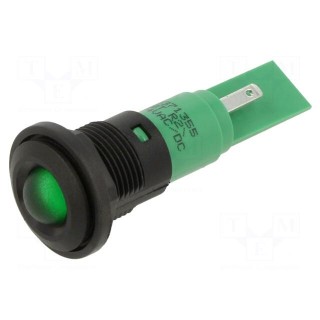 Indicator: LED | prominent | green | 24VDC | 24VAC | Ø16mm | IP67 | plastic