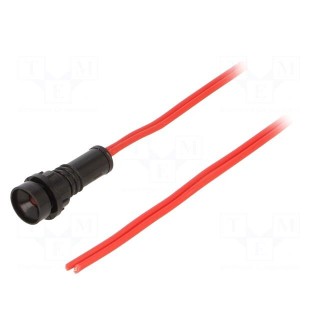 Indicator: LED | prominent | red | 230VAC | Ø10mm | IP20 | leads 600mm