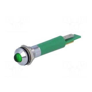 Indicator: LED | prominent | green | 230VAC | Ø8mm | IP67 | plastic