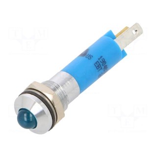 Indicator: LED | prominent | blue | 24VDC | Ø8mm | IP67 | metal,plastic
