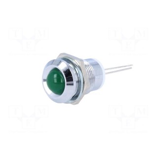 Indicator: LED | prominent | Cutout: Ø12mm | for PCB | brass | ØLED: 8mm
