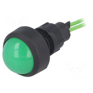 Indicator: LED | prominent | 230VAC | Cutout: Ø13mm | IP20 | 300mm leads