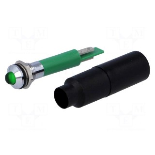 Indicator: LED | prominent | green | 230VAC | Ø8mm | IP67 | metal,plastic