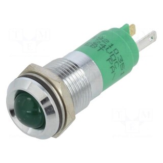 Indicator: LED | prominent | green | 24VDC | Ø14mm | metal,plastic