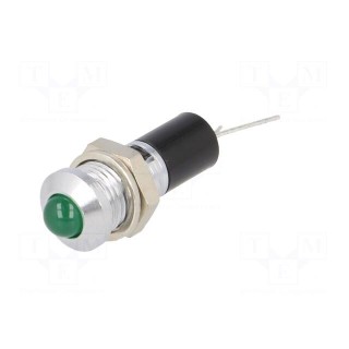 Indicator: LED | prominent | 24VDC | Cutout: Ø8mm | for PCB | brass