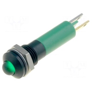 Indicator: LED | prominent | green | 24VDC | 24VAC | Ø8mm | IP67 | ØLED: 5mm