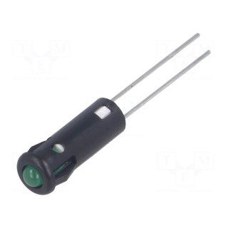 Indicator: LED | prominent | green | Ø5.2mm | IP40 | for PCB | ØLED: 3mm