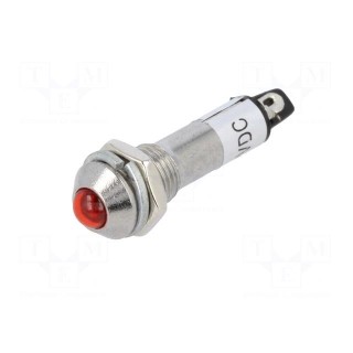Indicator: LED | prominent | red | 12VDC | Ø8.2mm | IP40 | for soldering