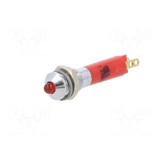 Indicator: LED | prominent | red | 24VDC | Ø6mm | IP40 | metal,plastic