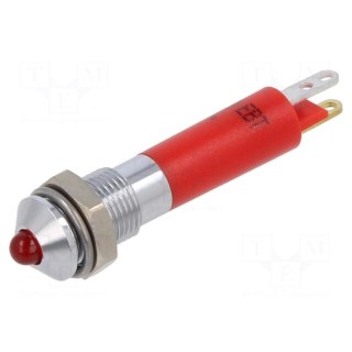 Indicator: LED | prominent | red | 24VDC | Ø6mm | connectors 2,0x0,5mm