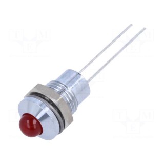 Indicator: LED | prominent | red | 2VDC | Ø8mm | 2pin | metal