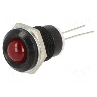 Indicator: LED | prominent | Cutout: Ø12mm | for PCB | brass | ØLED: 8mm