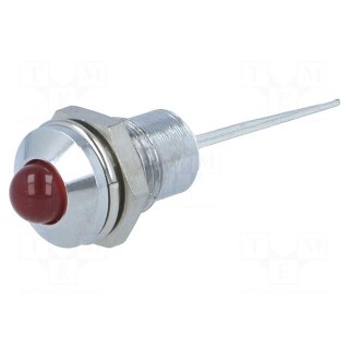 Indicator: LED | prominent | red | Ø8.2mm | IP40 | for PCB | brass