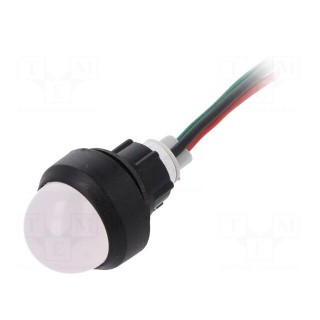 Indicator: LED | prominent | 230VAC | Cutout: Ø13mm | 300mm leads