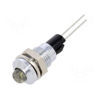 Indicator: LED | prominent | white | Ø8mm | for PCB | brass | ØLED: 5mm