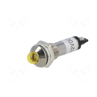 Indicator: LED | prominent | yellow | 12VDC | Ø8.2mm | IP40 | metal