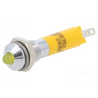 Indicator: LED | prominent | yellow | 24VDC | Ø6mm | metal