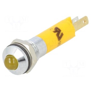 Indicator: LED | prominent | yellow | 24VDC | Ø8mm | IP67 | metal,plastic