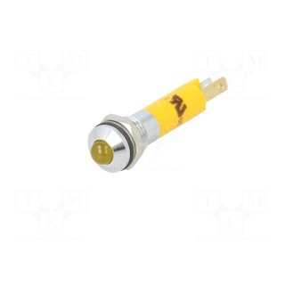 Indicator: LED | prominent | yellow | 24VDC | Ø8mm | metal
