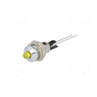 Indicator: LED | prominent | Cutout: Ø6mm | for PCB | brass | ØLED: 3mm