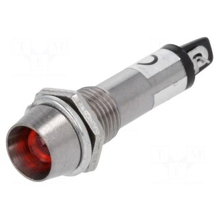 Indicator: LED | recessed | red | 12VDC | Ø8.2mm | IP40 | for soldering