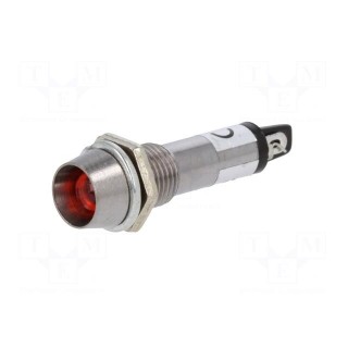Indicator: LED | recessed | red | 12VDC | Ø8.2mm | IP40 | for soldering