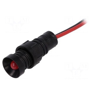 Indicator: LED | recessed | 220VDC | Cutout: Ø11mm | IP40 | 300mm leads