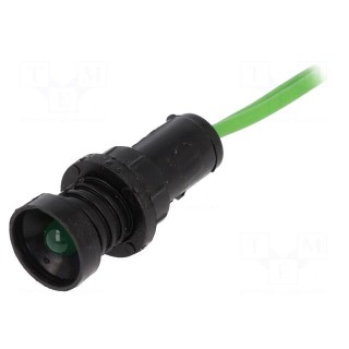 Indicator: LED | recessed | green | 230VAC | Ø10mm | IP20 | leads 300mm