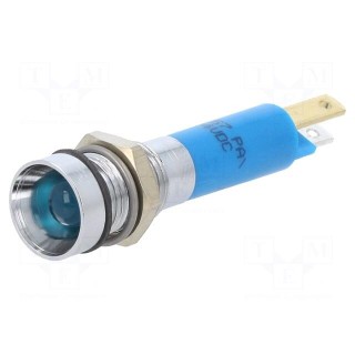 Indicator: LED | recessed | blue | 24VDC | Ø8mm | IP67 | metal,plastic