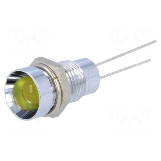 Indicator: LED | recessed | yellow | Ø8.2mm | IP40 | for PCB | brass