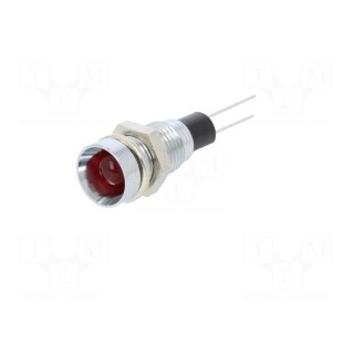 Indicator: LED | recessed | red | Ø8mm | for PCB | brass | ØLED: 5mm