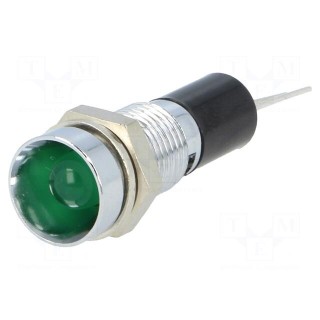 Indicator: LED | recessed | 12VDC | Cutout: Ø8mm | for PCB | brass