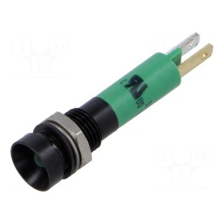 Indicator: LED | recessed | green | 12VDC | Ø8mm | IP67 | metal,plastic
