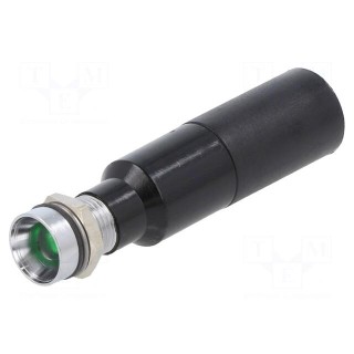 Indicator: LED | recessed | green | 230VAC | Ø8mm | IP67 | metal,plastic