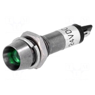 Indicator: LED | recessed | 24VDC | Cutout: Ø8.2mm | IP40 | metal