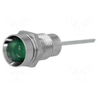 Indicator: LED | recessed | green | Ø8.2mm | IP40 | for PCB | brass