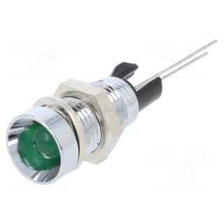 Indicator: LED | recessed | green | Ø8mm | for PCB | brass | ØLED: 5mm