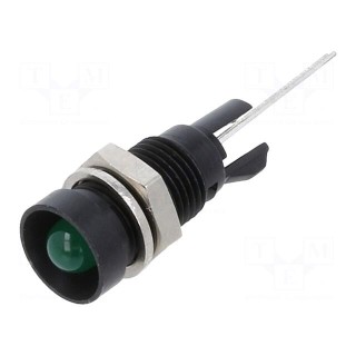 Indicator: LED | recessed | green | Ø8mm | for PCB | brass | ØLED: 5mm