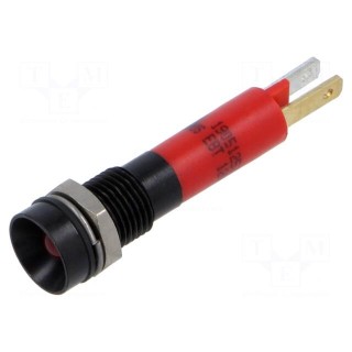Indicator: LED | recessed | red | 12VDC | Ø8mm | IP67 | metal,plastic