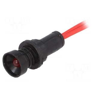 Indicator: LED | recessed | red | 230VAC | Ø10mm | IP20 | leads 300mm