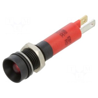 Indicator: LED | recessed | red | 24VDC | 24VAC | Ø8mm | IP67 | ØLED: 5mm