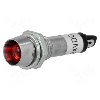 Indicator: LED | recessed | red | 24VDC | Ø8.2mm | IP40 | for soldering