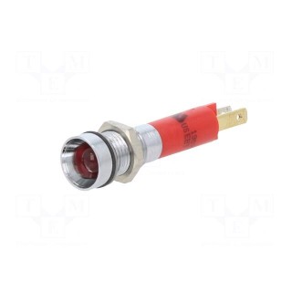 Indicator: LED | recessed | red | 24VDC | Ø8mm | IP67 | metal,plastic