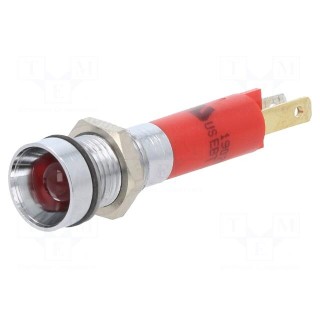 Indicator: LED | recessed | red | 24VDC | Ø8mm | IP67 | metal,plastic