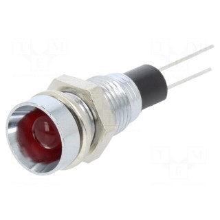 Indicator: LED | recessed | red | Ø8mm | for PCB | brass | ØLED: 5mm